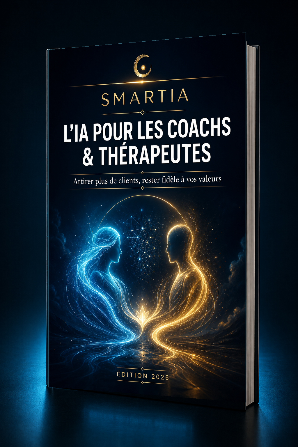 Mockup 3D incliné premium — L'IA pour les coachs & thérapeutes